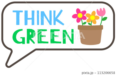 World Earth Day Cute Hand Drawn think green speech bubble 113206658