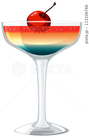 Colorful Cocktail with Cherry Garnish 113206766