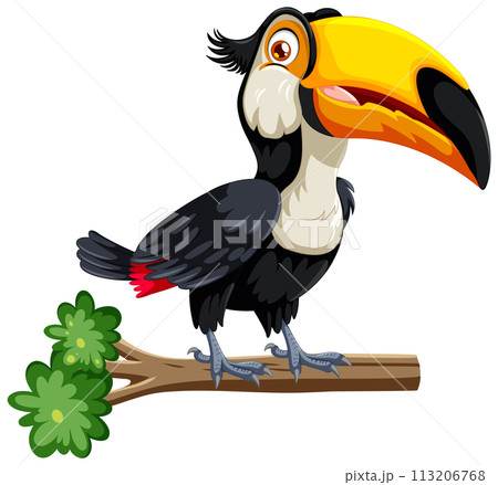 Colorful Toucan on a Branch Illustration 113206768