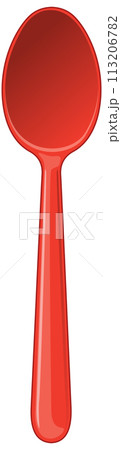 Red Plastic Spoon Isolated Illustration 113206782
