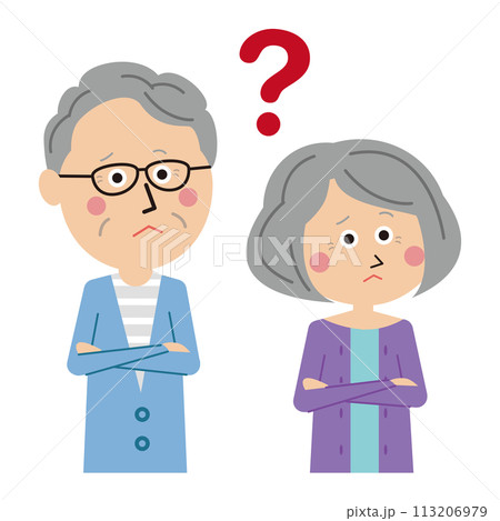 ポップな家族　困るシニアの夫婦　上半身 113206979