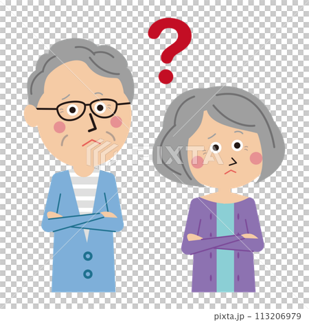 ポップな家族　困るシニアの夫婦　上半身 113206979
