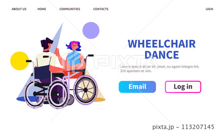 disabled man woman couple in wheelchairs dancing society and community of persons with disabilities concept disabled man woman couple in wheelchairs dancing society and community of persons with disabilities concept 113207145