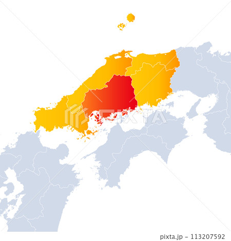 広島県地図と中国地方 広島県地図と中国地方 113207592