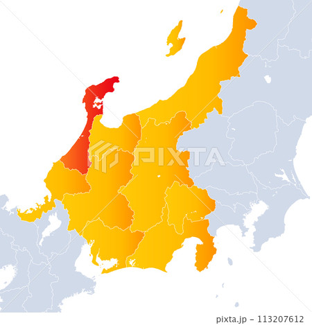 石川県地図と中部地方 石川県地図と中部地方 113207612