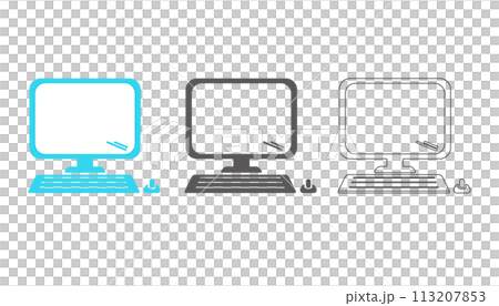 可愛的圓形計算機圖標 113207853