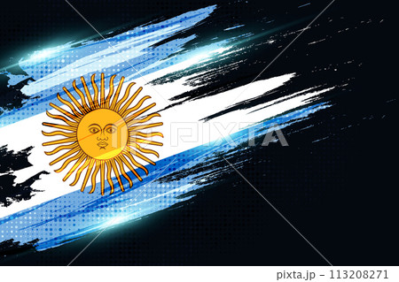 Argentina Flag in Grunge Brush Paint Style with Halftone and Glowing Light Effects. Argentinian Flag in Grunge Concept Argentina Flag in Grunge Brush Paint Style with Halftone and Glowing Light Effects. Argentinian Flag in Grunge Concept 113208271