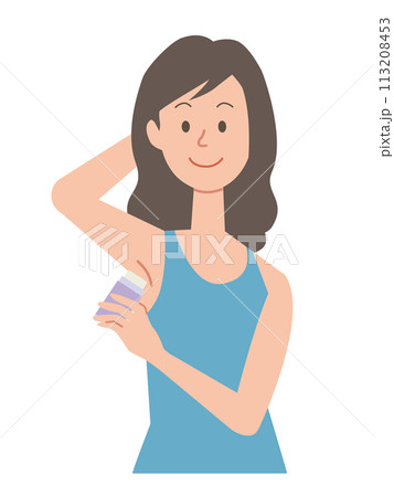 スティック状の制汗剤を塗る女性のイラスト 113208453