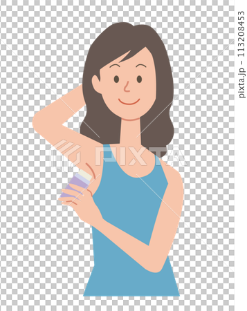 スティック状の制汗剤を塗る女性のイラスト 113208453