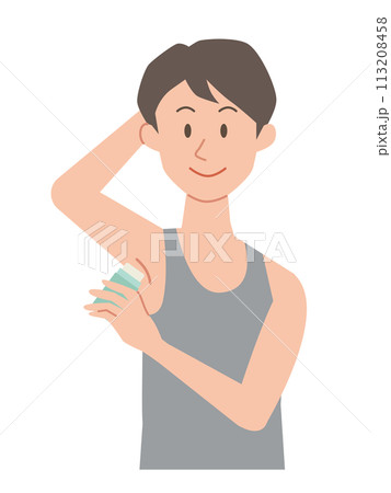 スティック状の制汗剤を塗る男性のイラスト 113208458