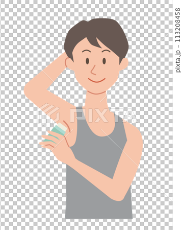 スティック状の制汗剤を塗る男性のイラスト 113208458
