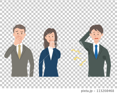 脇のにおいに悩むビジネスマンと不快に思う人たちのイラスト 脇のにおいに悩むビジネスマンと不快に思う人たちのイラスト 113208468
