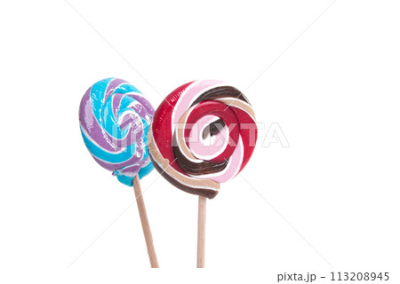 colorful sweet candy lollipop isolated on the white 113208945