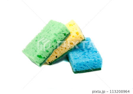 Kitchen sponge for dish isolated on the white Kitchen sponge for dish isolated on the white 113208964