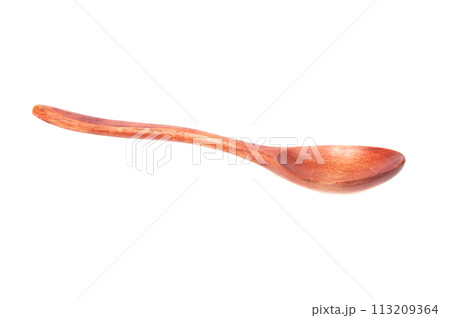 Vintage wooden spoon isolated on the white Vintage wooden spoon isolated on the white 113209364