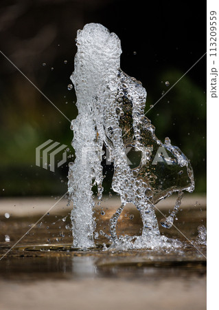 噴水から吹き出る水が見せる瞬間の形 噴水から吹き出る水が見せる瞬間の形 113209559