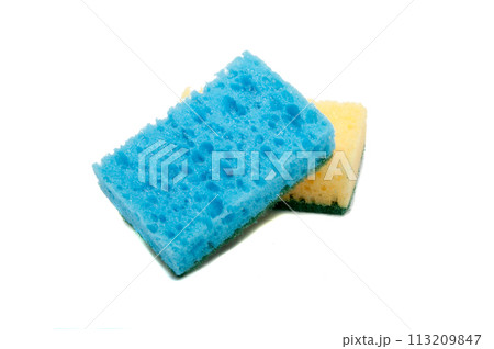 Kitchen sponge for dish isolated on the white Kitchen sponge for dish isolated on the white 113209847