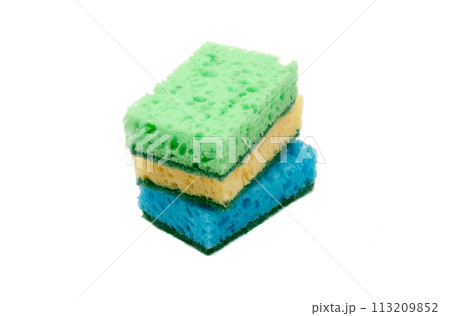 Kitchen sponge for dish isolated on the white 113209852