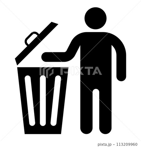 Do Not litter icon, man throws trash into trash can Do Not litter icon, man throws trash into trash can 113209960