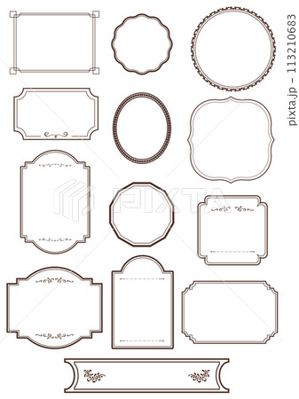 アンティーク　レトロ　フレーム　枠　シンプル　素材　茶　ブラウン 113210683