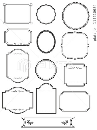 アンティーク　レトロ　フレーム　枠　シンプル　素材　モノクロ　黒 113210684