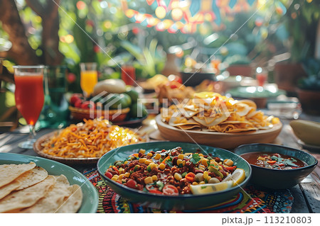 Cinco de Mayo concept - national food placed on the table  113210803