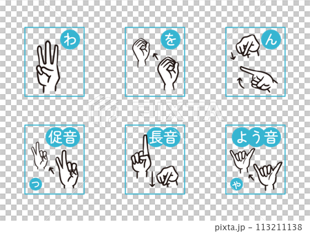 手話指文字による日本語表現＿わ行わをん促音長音よう音 113211138