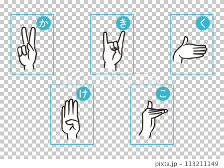 Japanese expressions using sign language fingers Japanese expressions using sign language fingers 113211149