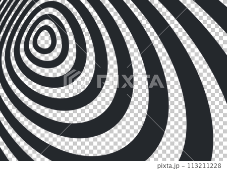 モノクロのオプアート背景。 シンプルモダンなデザインの壁紙。 立体的に見える錯視の効果。 113211228