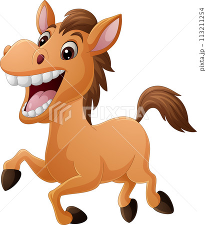 Happy horse cartoon on white background 113211254