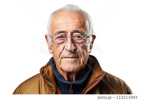 Portrait of senior man isolated on white background 113211943