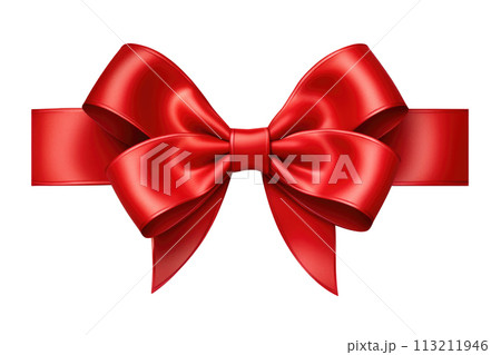 Red bow and festive ribbon isolated on white background 113211946