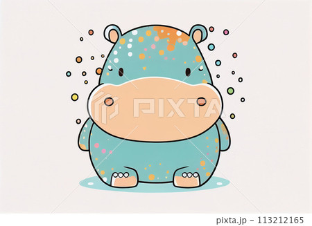 cute hippo cartoon on white background, vector illustration  113212165