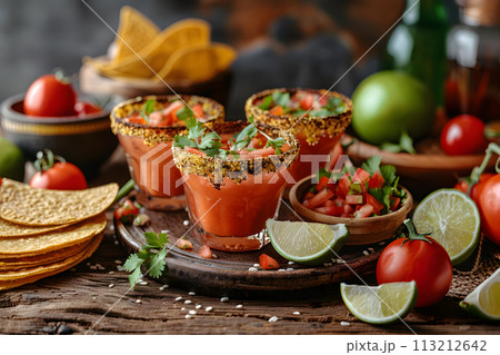 Cinco de Mayo concept - Mexican drink at holiday celebration 113212642