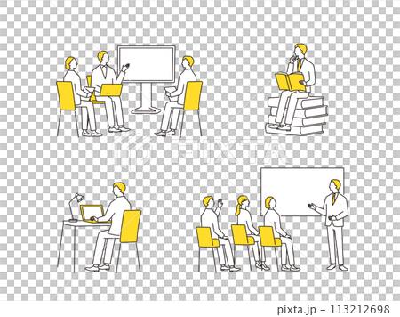 スキルアップのための研修や学習をするビジネスパーソンセット スキルアップのための研修や学習をするビジネスパーソンセット 113212698