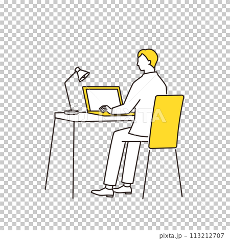 ノートパソコンで学習する男性 113212707