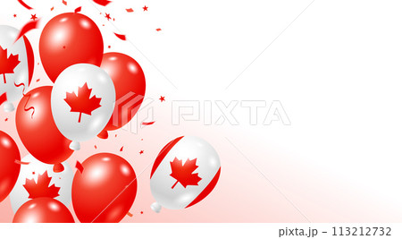 Canada day banner design of balloons on white background with copy space Vector illustration 113212732