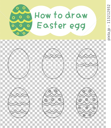 How to draw easter egg cartoon step by step for kid book, spring, coloring book and education 113212932