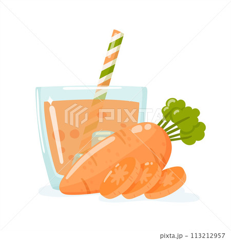 Glass with ices, carrot and slices Glass with ices, carrot and slices 113212957