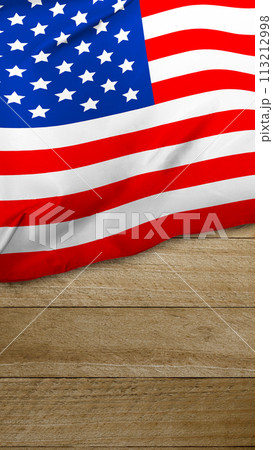 Closeup view of the American flag 113212998