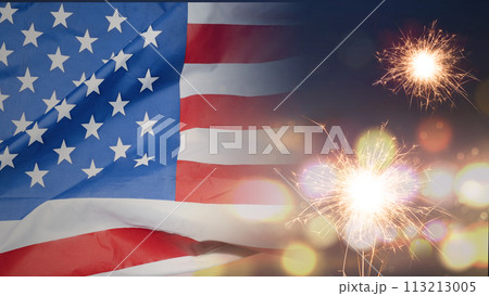 The flag of the United States of America with copy space. 113213005