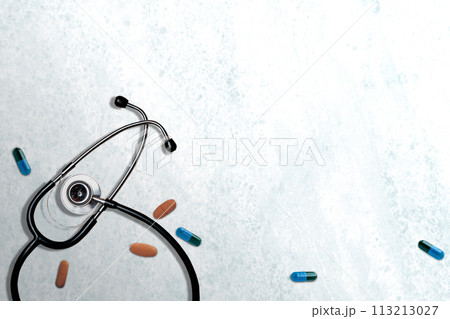 Medical stethoscope and medicine Medical stethoscope and medicine 113213027
