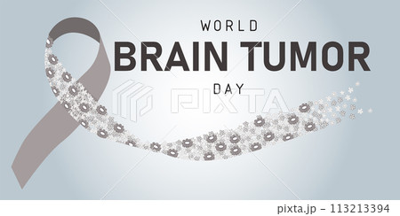 Brain Tumor awareness month banner. Ribbon for supporting people illness.	 113213394