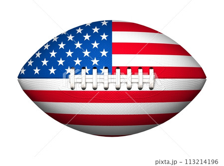 星条旗のアメリカンフットボールのボール 113214196