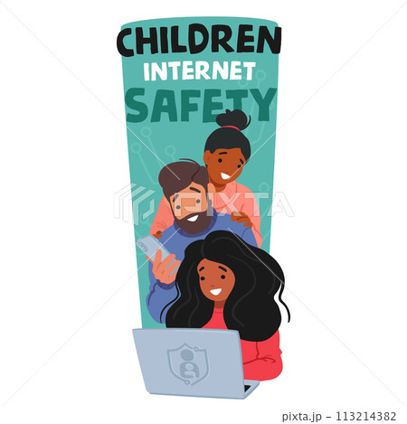 Parent Characters Actively Monitor And Control Their Child Pc Usage, Implementing Filters And Time Limits To Ensure Safe 113214382