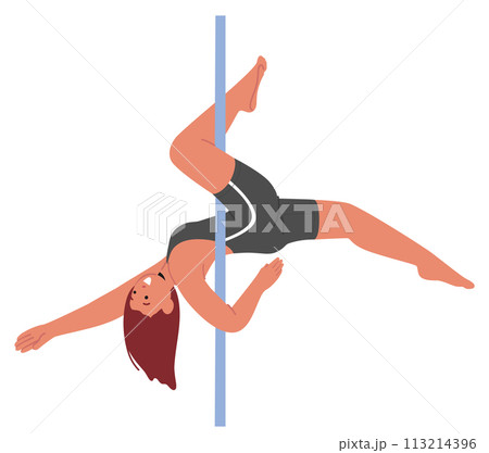 Captivating Pole Dancer Female Character Exudes Sensuality With Fluid Movements, Captivating Her Audience With Grace 113214396
