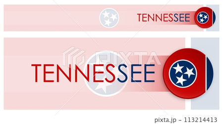 Tennessee US state horizontal web banner in modern neomorphism style. Webpage Tennessee election header button for mobile application or internet site. Vector 113214413