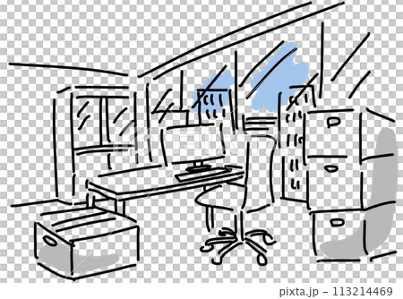 辦公室動景簡單線描 113214469
