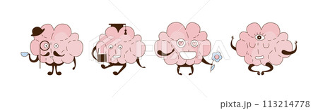 Funny Brain Character Engaged in Different Activity Vector Set Funny Brain Character Engaged in Different Activity Vector Set 113214778