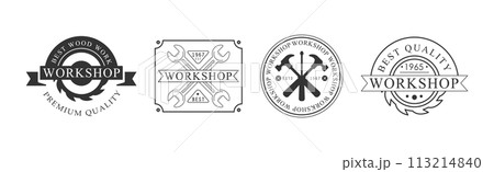 Workshop and Woodworking Craft Label Vector Set 113214840